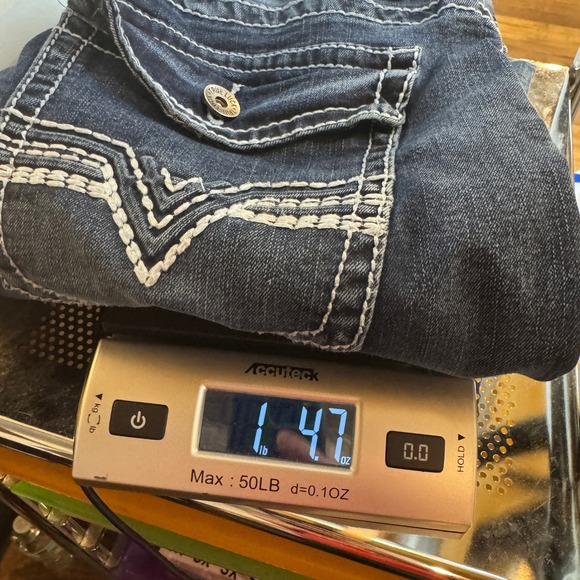 True Luck Jeans Mens 32x30 Straight Leg Dark Wash White Stitching Grunge Rugged - Picture 13 of 13